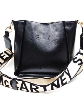 Stella McCartney Logo Black   Crossbody with Branded Strap-Preowned